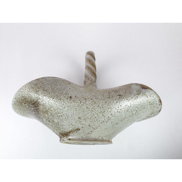 Vintage Accolay Stoneware Basket With Twisted Handle, France, 1960s For Sale - Image 11 of 16