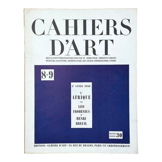 Orginal 1930 Revue Cahiers D’Art N. 8-9/African Art/Henri Breuil For Sale