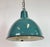 Industrial Petrol Enamel Factory Pendant Lamp, 1960s For Sale - Image 6 of 17