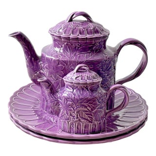 Vintage MCM the Haldon Group Tea Serving Set 2 Teapot & 2 Platters For Sale