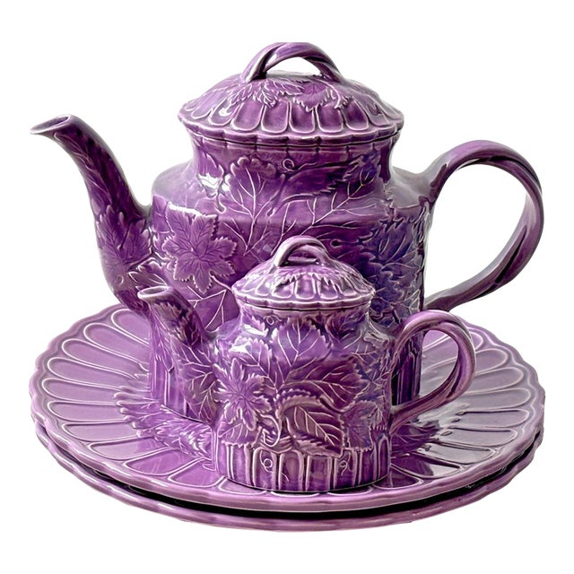 Vintage MCM the Haldon Group Tea Serving Set 2 Teapot & 2 Platters For Sale