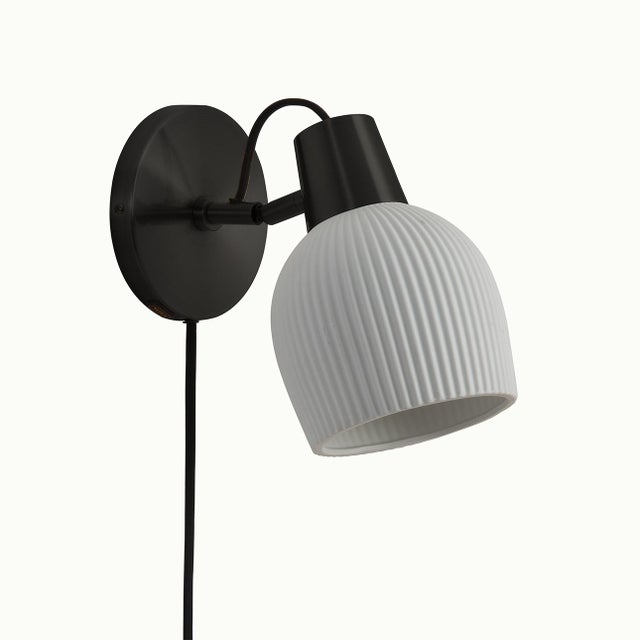 Petaluma Bone Porcelain Wall Sconce With Textured Shade and Dimmer by Nova of California For Sale - Image 4 of 11