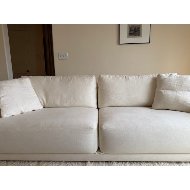 Italian Rh Bella Sofa – Belgium Linen Basket Weave | White For Sale - Image 3 of 13