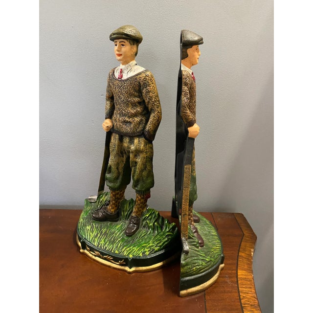 Beautiful oversized metal golfer bookends, perfect for larger books and hardcover collections.