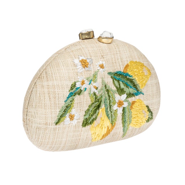 Berna Half Moon Clutch in Natural / Yellow For Sale - Image 4 of 4