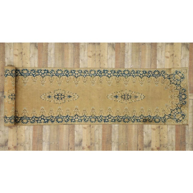 Ecru Vintage Persian Kirman Runner - 03'03 X 17'06 For Sale - Image 8 of 10