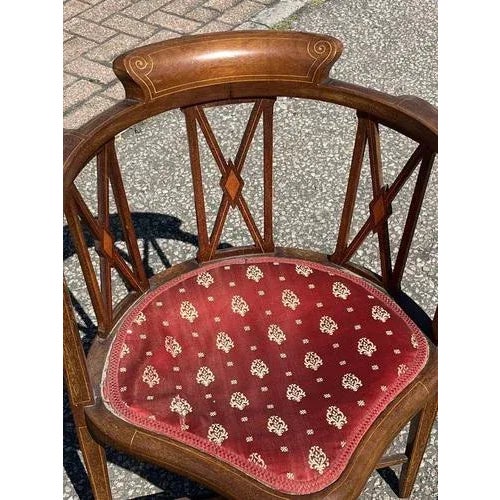 Inlaid Brown Mahogany Armchair For Sale - Image 5 of 6