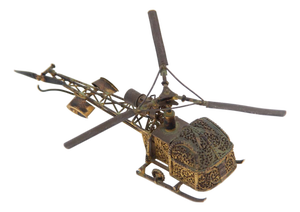 Helicopter Miniature in Golden Silver