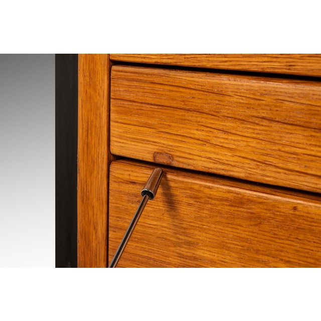 Mid-Century Modern Executive Desk in Oak & Steel W/ Leather Top Attributed to Herbert Hirche for Holzäpfel, Germany, C. 1960s For Sale - Image 12 of 18