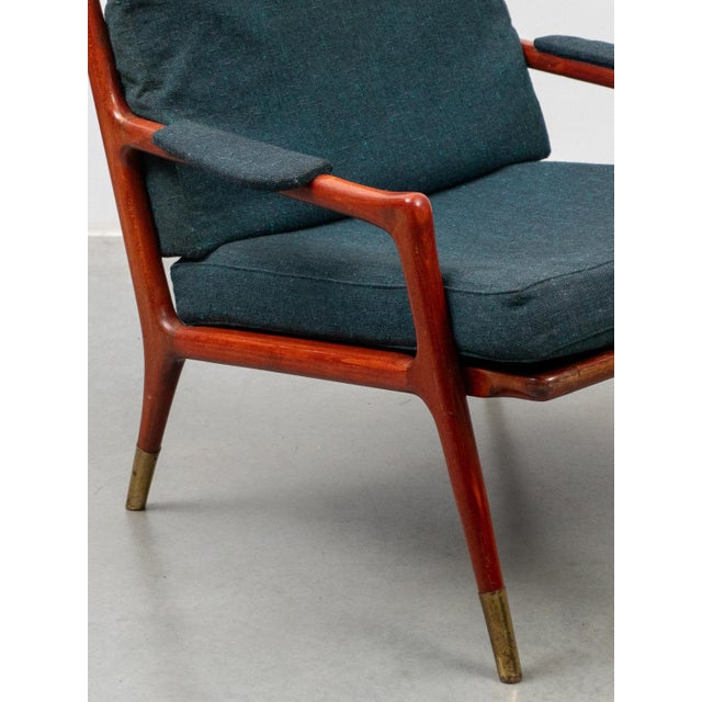 Brown Set of Mid-Century Modern Lounge Chairs in Walnut and Brass, Denmark, 1960s For Sale - Image 8 of 15