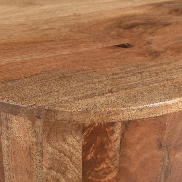 Contemporary Mid 20th Century Rustic Brown Reclaimed Wood Round End Table – 1 Piece For Sale - Image 3 of 5