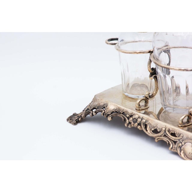 Cut-Out Silver Cruet with Set, Set of 6 For Sale - Image 4 of 8