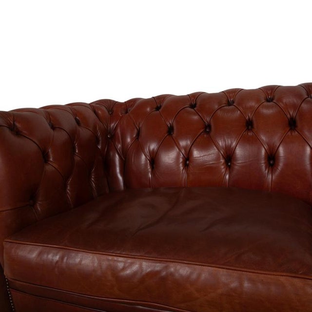 Vintage Chesterfield Leather Three-Seater Brown Sofa For Sale - Image 5 of 16
