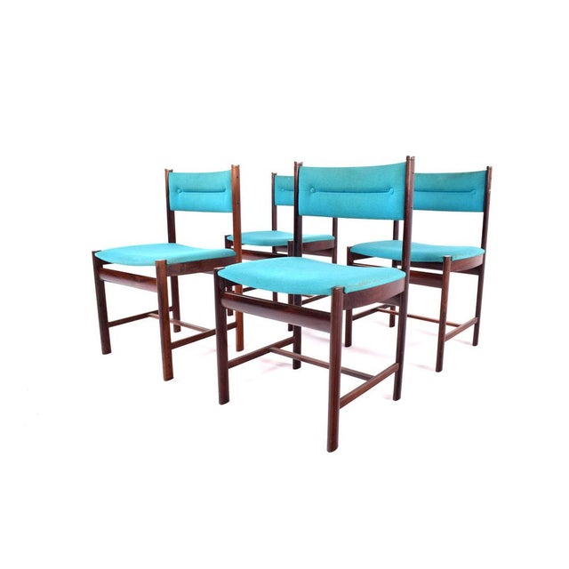 Blue Danish Rosewood Dining Chairs, 1960s, Set of 4 For Sale - Image 8 of 15