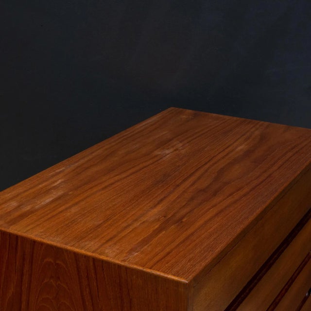 Pair of Mid-Century Ew Bach Tall Teak Dressers With Sculpted Handles C.1950-Price Per Piece For Sale - Image 11 of 12