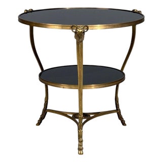 Louis XVI Style, Rams Head Gueridon, Bronze, Black Stone, France, 20th C. For Sale