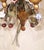 Pair of Mid-Century Italian Tole and Porcelain Floral Three-Light Wall Sconces For Sale - Image 9 of 10