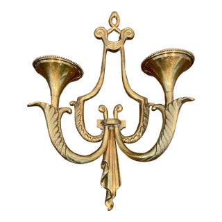 Vintage Art Deco Style Solid Brass Candle Sconce For Sale