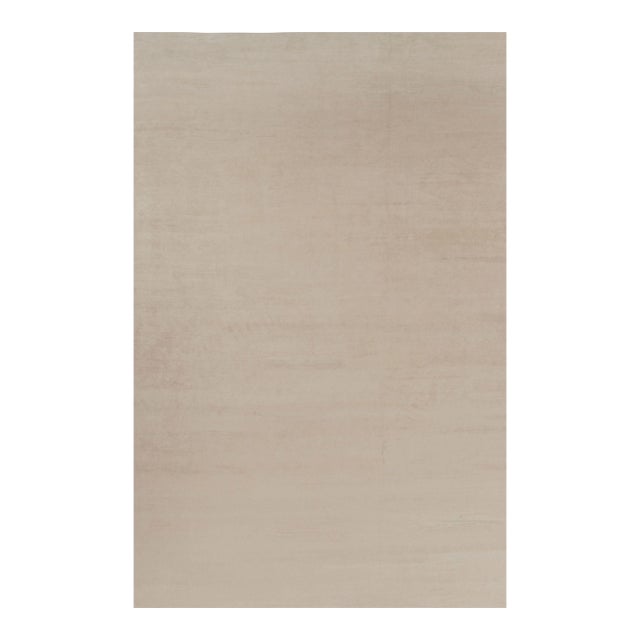 Rug & Kilim’s Oversized Modern Textural Rug in Beige and Cream Striae - 11x17 For Sale