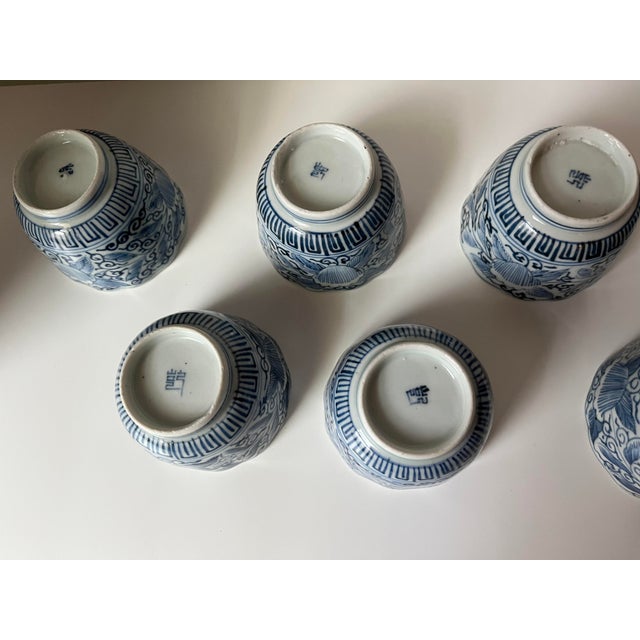Blue Antique Japanese Blue and White Teacups - Set/Collection of 12 - For Sale - Image 8 of 18