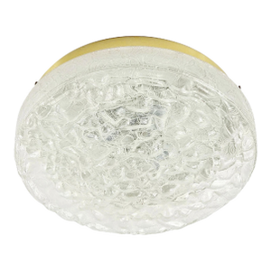 1 of 2 Large Murano Ice Glass Ceiling Light/Flush Mount From Doria Leuchten, Germany, 1960s