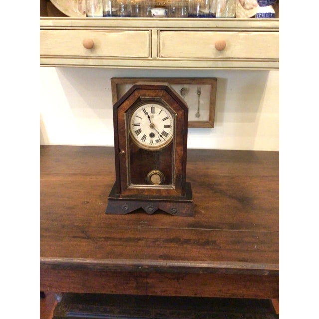 Late 19th Century Antique Late 19th Century Wooden Mantle Clock For Sale - Image 5 of 5