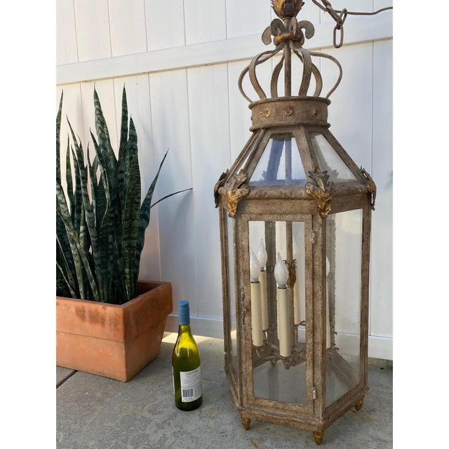 Pair of Paul Ferrante Forged Gilt Iron Lanterns, "4000 Series" For Sale - Image 16 of 18