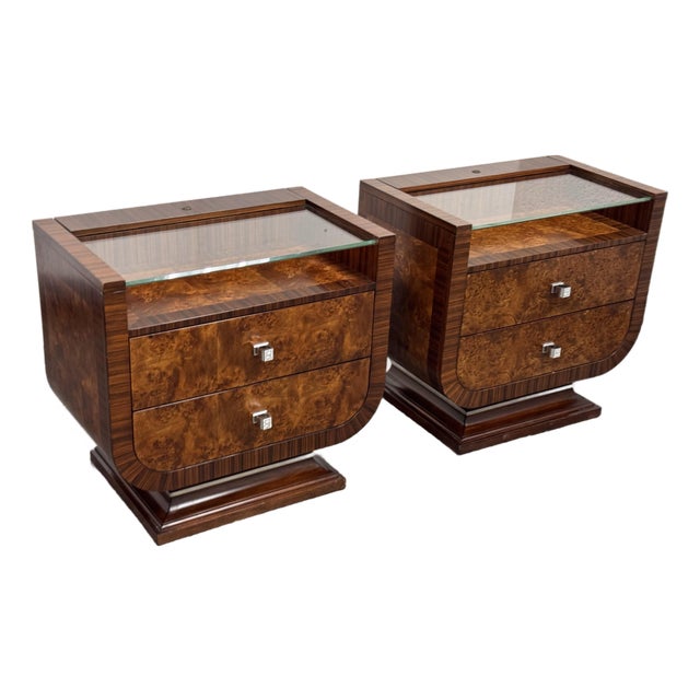 Michael Amini for Aico Cloche Nightstands, Bourbon, Pair For Sale