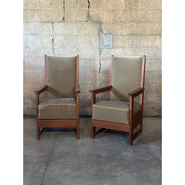 Tan Wouda Style Dutch Haagse School Chairs in Velvet, Pair For Sale - Image 8 of 12