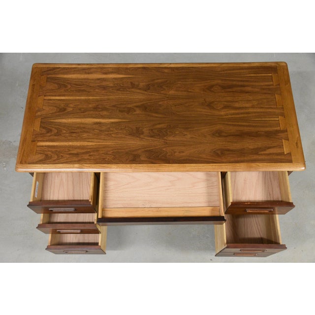 Wood 1960s Lane Acclaim Walnut Mid Century Desk For Sale - Image 7 of 9