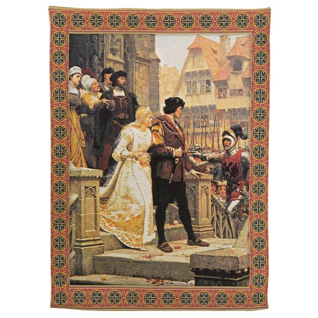 This tapestry is inspired from an original dated 1888, by British artist Edmund Blair Leighton (1853-1922). Leighton is...