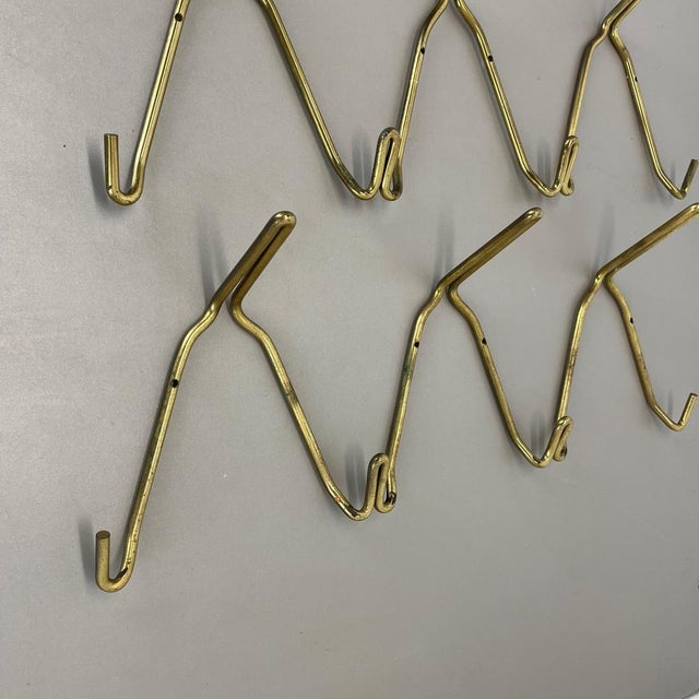 Large Brass Coat Rack with Hooks in the style of Auböck, France, 1950s For Sale - Image 4 of 18