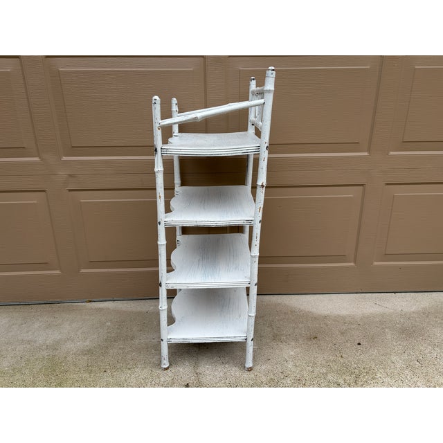 19th Century American Victorian White Painted Bamboo Four-Tier Étagère For Sale - Image 12 of 14