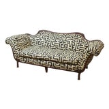 Vintage Victorian Chaise Lounge Sofa Carved Wood Frame For Sale
