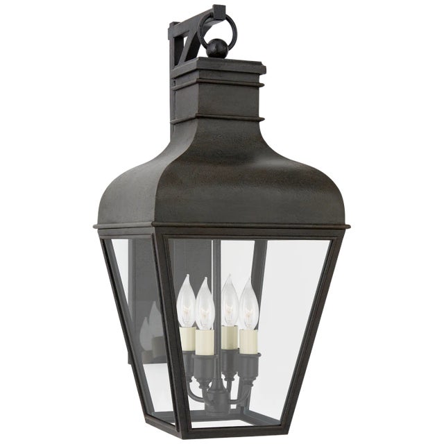 Fremont Small Bracketed Wall Lantern in French Rust with Clear Glass Designer: Chapman & Myers Height: 20.5" Extension:...