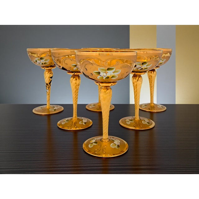 Tre Fuochi Murano Glass Champagne Flutes from Manifattura di Murano, 1960s, Set of 6 For Sale - Image 12 of 12