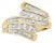 10K Yellow Gold 1 Cttw Round and Baguette-Cut Diamond Multi Row Bypass Ring Band (H-I Color, I1-I2 Clarity), Size 7 For Sale