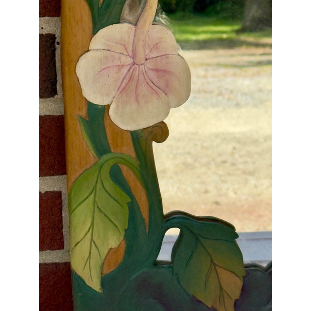 1980s Dorothy Draper Style Hand-Carved Tropical Flamingo Wall Mirror by Turtle and Crane - Palm Beach Regency For Sale - Image 9 of 9