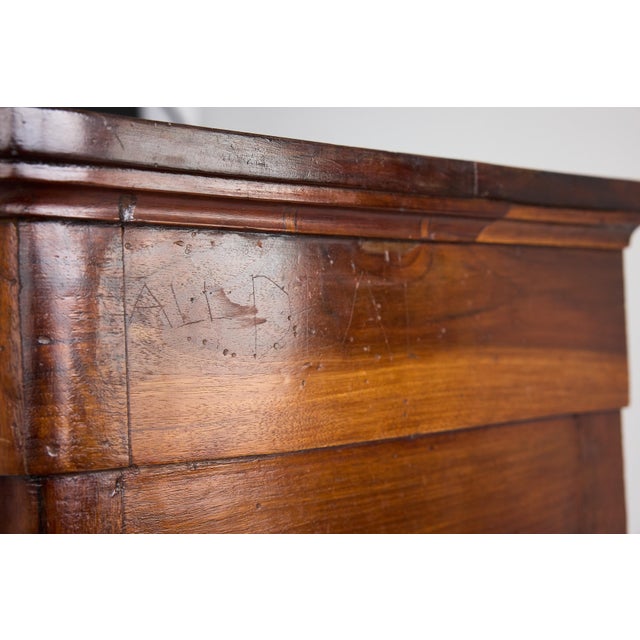 19th Century Italian Walnut Commode, Neoclassical Design, Brass Knobs For Sale - Image 17 of 17