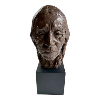 1978 Alva Studios Museum Replica Bust of Native American Man Ben Black Elk For Sale