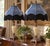Late 20th Century Neoclassical Cream Crackle Urn Lamps With Muted Blue Velvet Fringe Shades - Pair For Sale - Image 4 of 8
