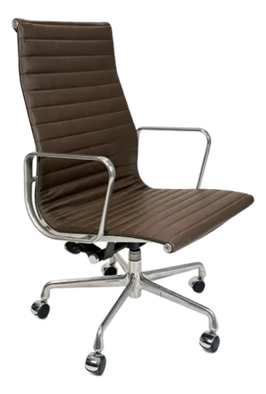 Herman Miller Eames Aluminum Group High-Back Executive Office Chair - Brown Leather