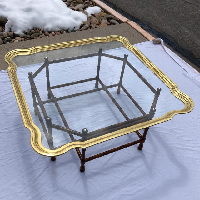 1970s Scalloped Brass Coffee Table in Faux Bamboo For Sale - Image 13 of 13