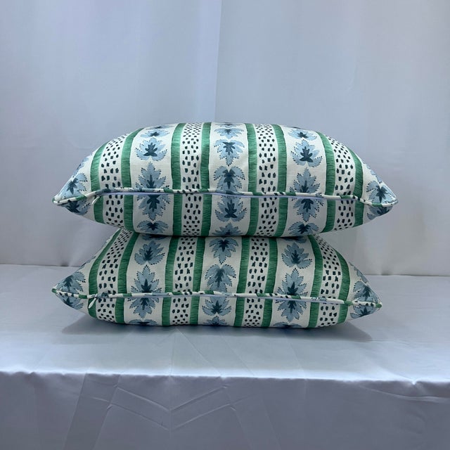 Danika Herrick James Stripe 20”x20” Feather/Down Pillows - A Pair For Sale - Image 4 of 4