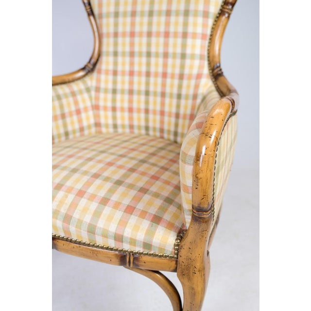 Set of Armchairs in Checkered Fabric & Wood, 1920s For Sale - Image 4 of 11