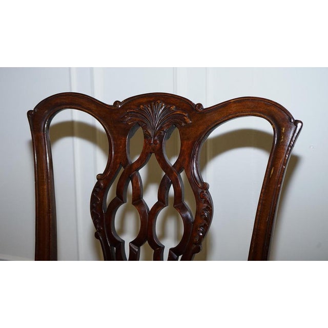 James Phillips Chippendale Claw & Ball Side Dining Desk Leather Chairs, 1890s For Sale - Image 10 of 18