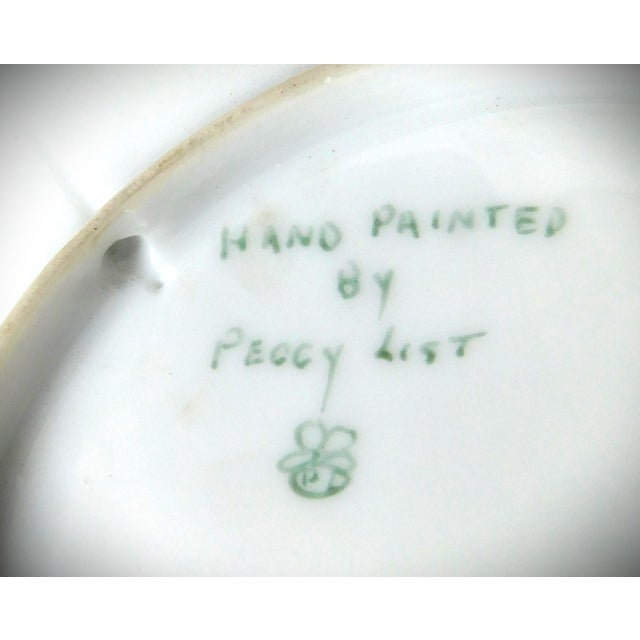 Light Pink Antique Limoges Victorian Porcelain Hand-Painted Floral Trivet, Signed Peggy List For Sale - Image 8 of 9