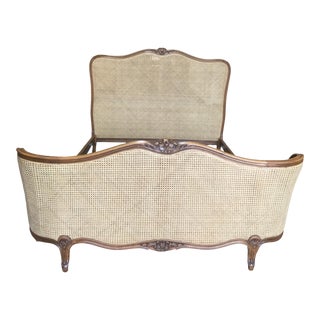 1920s French Double-Caned Bedframe For Sale