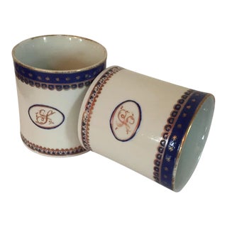 Early 19th Century Chinese Export Porcelain Coffee Cups - A Pair For Sale