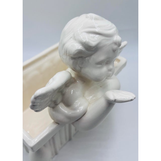 1990s Vintage Ivory Cherub Floral Planter/Vessel For Sale - Image 5 of 6